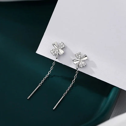 Drop Ear Line Long Hanging Earrings for Women Rose Gold Color Zircon Crystal Piercing Threader Earing Ear Accessories Jewelry