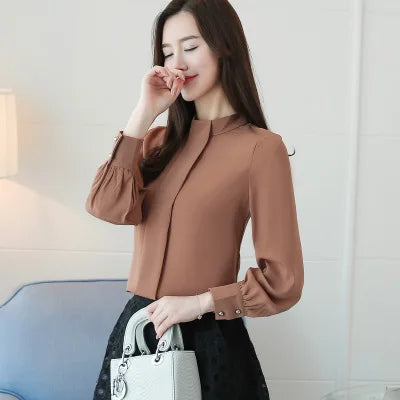 New Autumn Spring Tops Women Fashion Ladies Long Sleeve Shirts Casual Chiffon Blouse 2025 Work Wear Office Blusas Femininas