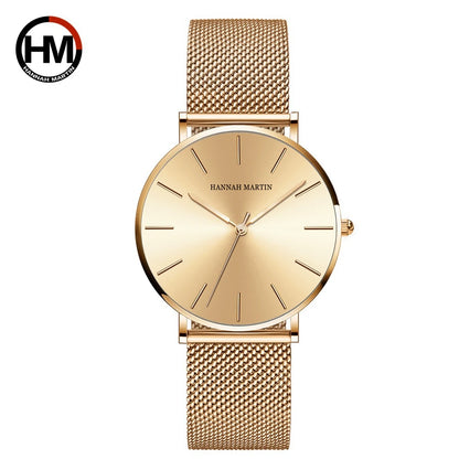 Hannah Martin Japan Quartz Movement High Quality Women Stainless Steel Mesh Rose Gold Waterproof Ladies Watch Dropshipping CB36