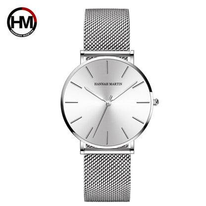 Hannah Martin Japan Quartz Movement High Quality Women Stainless Steel Mesh Rose Gold Waterproof Ladies Watch Dropshipping CB36