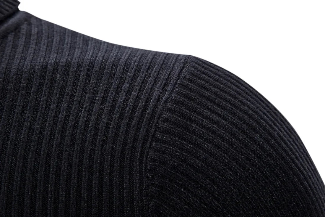 Autumn Winter New Men's Turtleneck Sweater Male Version Casual All-match Long Sleeved Stripes Knitted Sweater Pullover