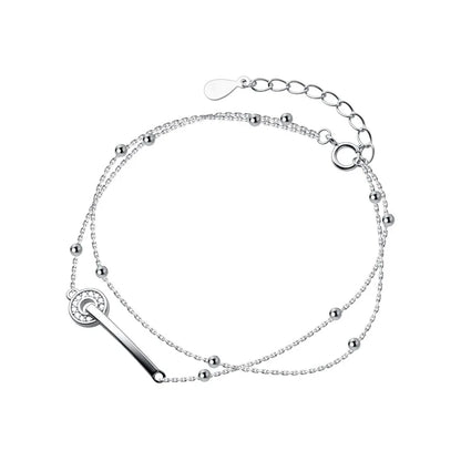 VENTFILLE 925 Sterling Silver Geometric Square Round Bead Bracelet For Women Personality Temperament Simple Hand Jewelry Party