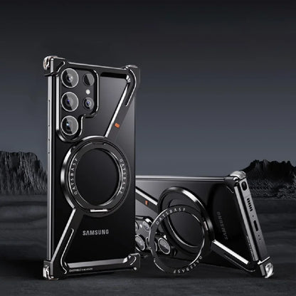 Z Shape Titanium Metal Case For Samsang Galaxy Z Fold 6 5 S24 S25Ultra Plus Aluminum Alloy Bumper Magnetic Rotation Holder Cover