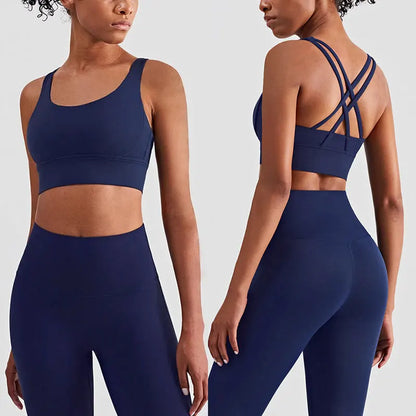 2 Piece Yoga Clothes Women's Tracksuit Athletic Wear Pilates Fitness Suit Gym Workout Push Up Clothes Sports Bra Leggings Suit