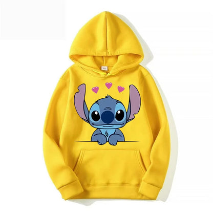 Disney Stitch Cartoon Anime Women Pullover Spring Autumn Men Oversized Hoodie 2024 Fashion Casual Couple Sweatshirt Clothes Tops