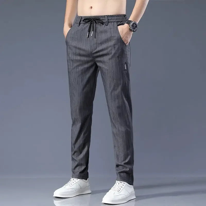 Summer Office Business Cotton Trousers For Men Tailoring Casual Pants Man Luxury Thin Vintage Long Trend Designer High Quality