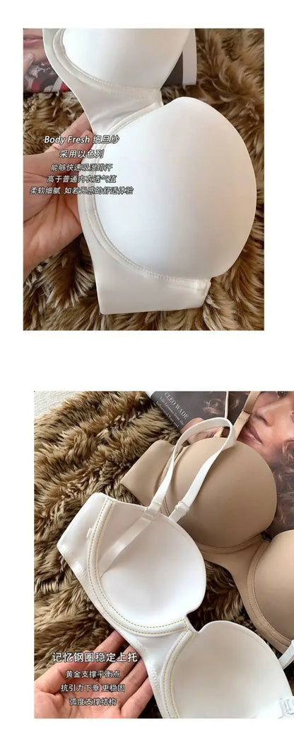 SP&CITY Simple Thin Half Cup Women's Bra With Steel Ring Smooth Surface Adjustment Sexy Brassier Large Chest Daily Gathered Bras