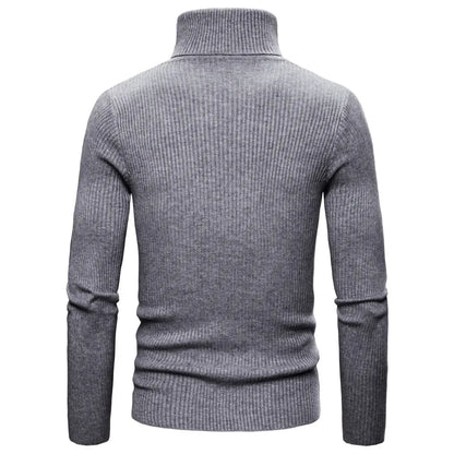 Autumn Winter New Men's Turtleneck Sweater Male Version Casual All-match Long Sleeved Stripes Knitted Sweater Pullover