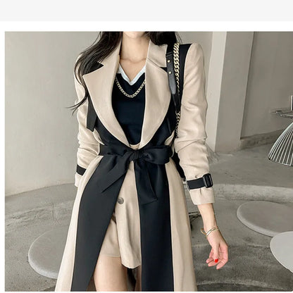 Autumn Mature Style Women's Trench Coat Thin Lined Khaki Coats Lengthened Windbreaker Mature Women Clothing