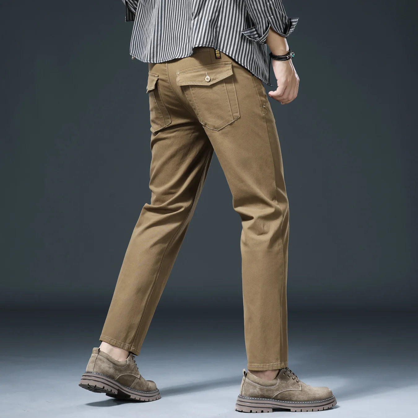 New in Quality Men's Pants Casual Straight Cotton Stretch Chino Trouser Male Classic Golf Slacks Formal Business Work Wear Khaki