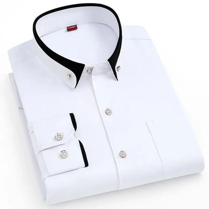 New Men's Shirt Good Quality Spring Autumn Long Sleeve Business Dress Fashion Male Formal Button Down Collar Anti-wrinkle Shirt