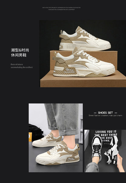 New Autumn Men's Sneakers Men's Comfortable Platform Shoes 2023 Trend Lace-up Vulcanized Shoes White Casual Sneakers Zapatillas