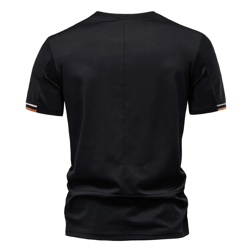 AIOPEAON Mens Solid Color Sporty Round Neck Casual T-Shirt For Stylish Wear High Quality Male Tops Men's T-shirts