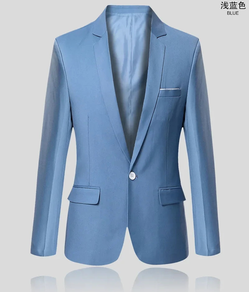 Blue Men Blazers Work Office 2024 Men Tuxedos For Formal Occasions Pockets Coat Blazers Male Custom Men's Business Slim Blazers