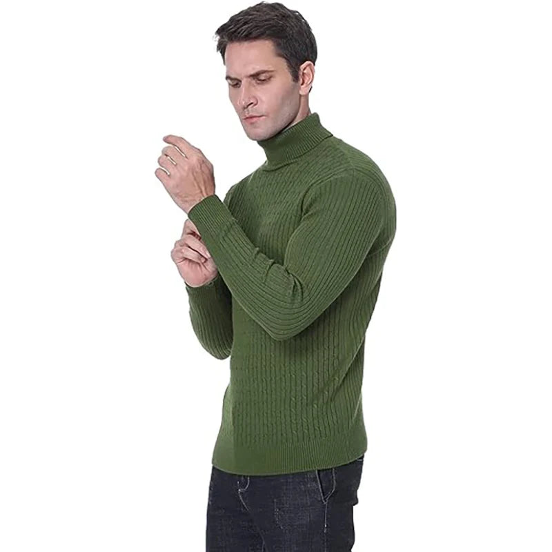 New Men's Turtleneck Sweater Casual Men's Knitted Sweater Warm Fitness Men Pullovers Tops