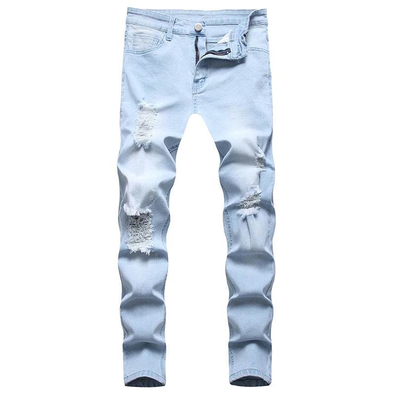 Kakan - New Men's Casual Ripped Jeans In Spring and Autumn, New Youth Slim Elastic Jeans with Small Feet K09-1031