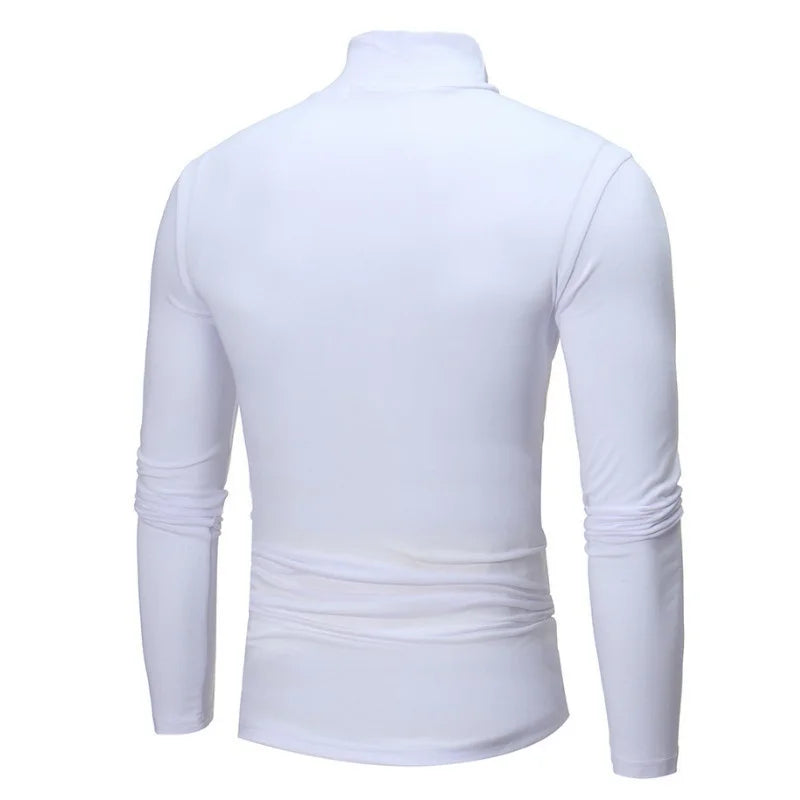 New Fashion Base Tee Shirt Men Slim Fit Knit High Neck Pullover Turtleneck Sweater Tops Shirt