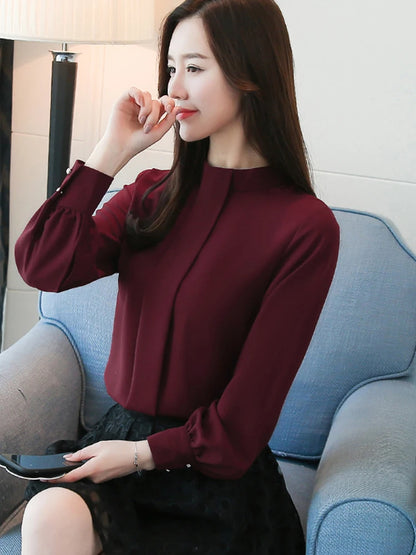 New Autumn Spring Tops Women Fashion Ladies Long Sleeve Shirts Casual Chiffon Blouse 2025 Work Wear Office Blusas Femininas