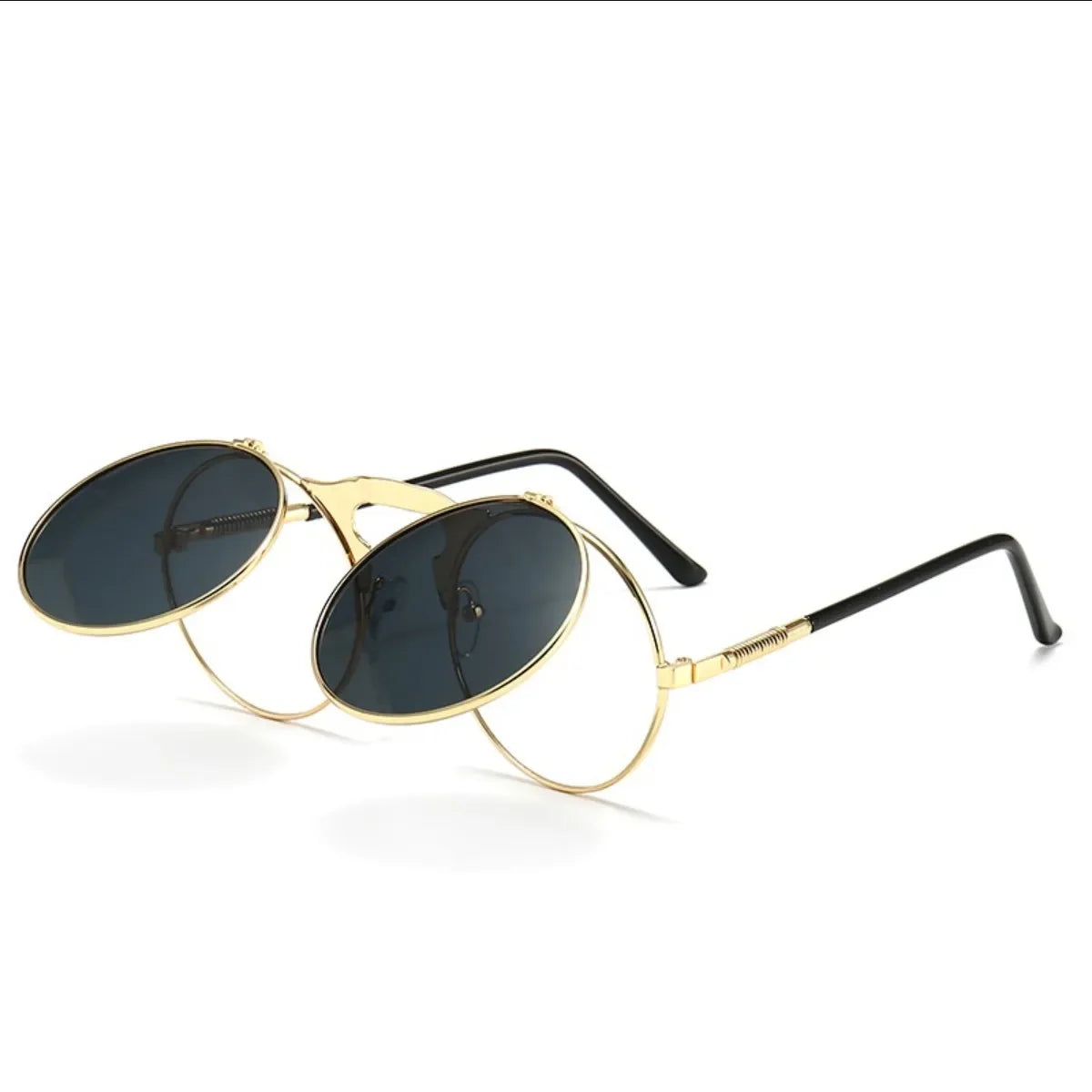 Flip Sun Glasses Steampunk Fold Men Women Double Lens Clear Alloy Frame Eyewear Eyeglasses Shade UV400