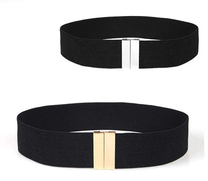 New Wide Elastic Black Belt Dress Stretch Waist Belts Women Dress Coat Accessories Waistband Corset Waist Metal Buckle Lady