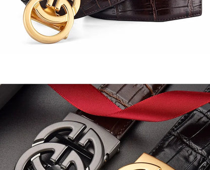 Men belt Genuine Leather Belt Metal Alloy Automatic Buckle Brand Luxury Design Waist Belts for Men Strap Male