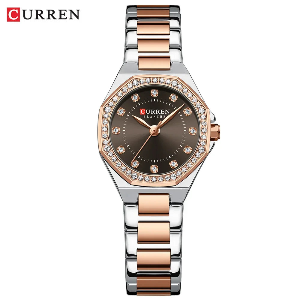 CURREN Original Diamond Watch for Women Fashion Elegant Stainless Steel Waterproof Quartz Wristwatch Luxury Ladies Dress Watches