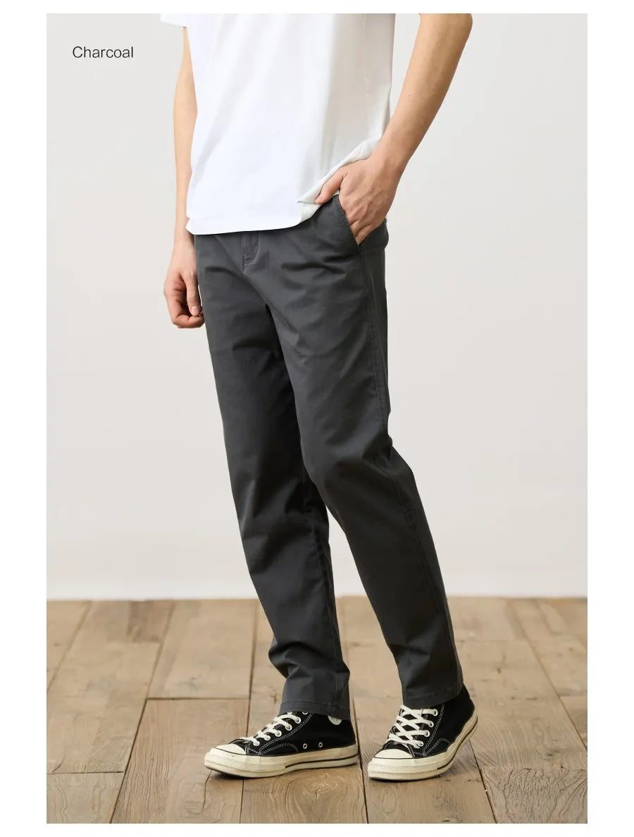 SIMWOOD 2024 Autumn New Comfortable Tapered Chinos Pants Men 250gsm Fabric Classical Trousers