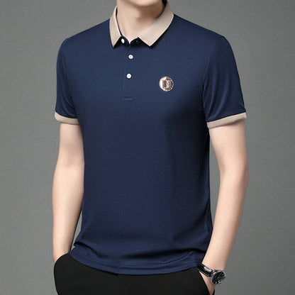 2024 Men's New Embroidered Cotton Business Leisure Short Sleeved POLO Shirt Fashion Short Sleeved Comfortable and Breathable Top