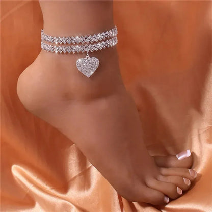 Fashion Rhinestone Chain Anklets For Women Luxury Shining Ankle Bracelet On Leg Female Wedding Party Jewelry Foot Accessories