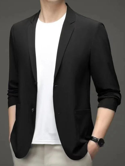 Party Coats Man Suits and Blazers Single Breasted Jacket for Men Black Menswear Summer Simple Clothing New in Spring Clothes