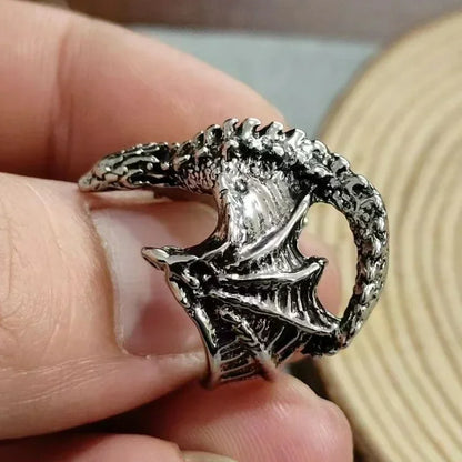 Dragon Rings Gothic Punk Style Pterosaur Wings Opening Adjustable  Rings Vintage Jewelry Accessories Gifts