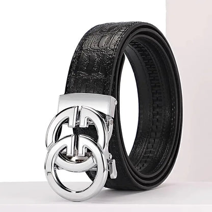 Men belt Genuine Leather Belt Metal Alloy Automatic Buckle Brand Luxury Design Waist Belts for Men Strap Male