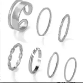 7pcs Ring European And American Alloy Metal Joint Ring Geometric Creativity Simple Ins Style Ring Combination Set