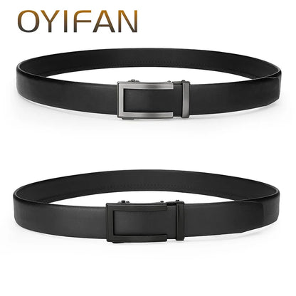 OYIFAN fashion men genuine leather belt automatic buckle adjustable ratchet belt jeans belt formal belt