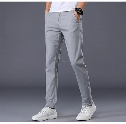 7 Colors Men's Classic Summer Thin Casual Pants Business Fashion Stretch Cotton Slim Solid Color Trousers Male Brand Clothes