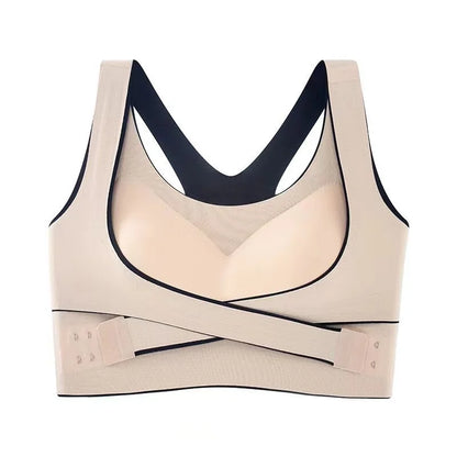 Front Buckle Beautiful Back Seamless Large Size Underwear Women's Thin Bra Without Steel Ring Gathered Sports Adjustment Bra