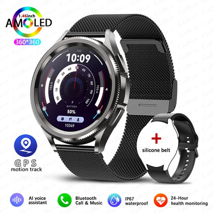 For Samsung Galaxy Watch6 Classic Smartwatch Men GPS Sports Health Heart Rate Waterproof Bluetooth Call Smart Watch 2024 New