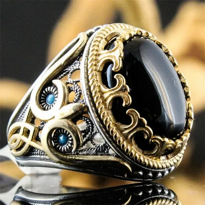 New Men's Ring Inset with Artificial Zircon Personality Retro Overbearing Attend Banquet Party Casual