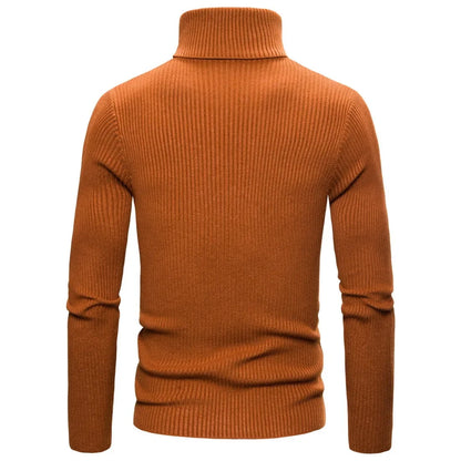 Autumn Winter New Men's Turtleneck Sweater Male Version Casual All-match Long Sleeved Stripes Knitted Sweater Pullover