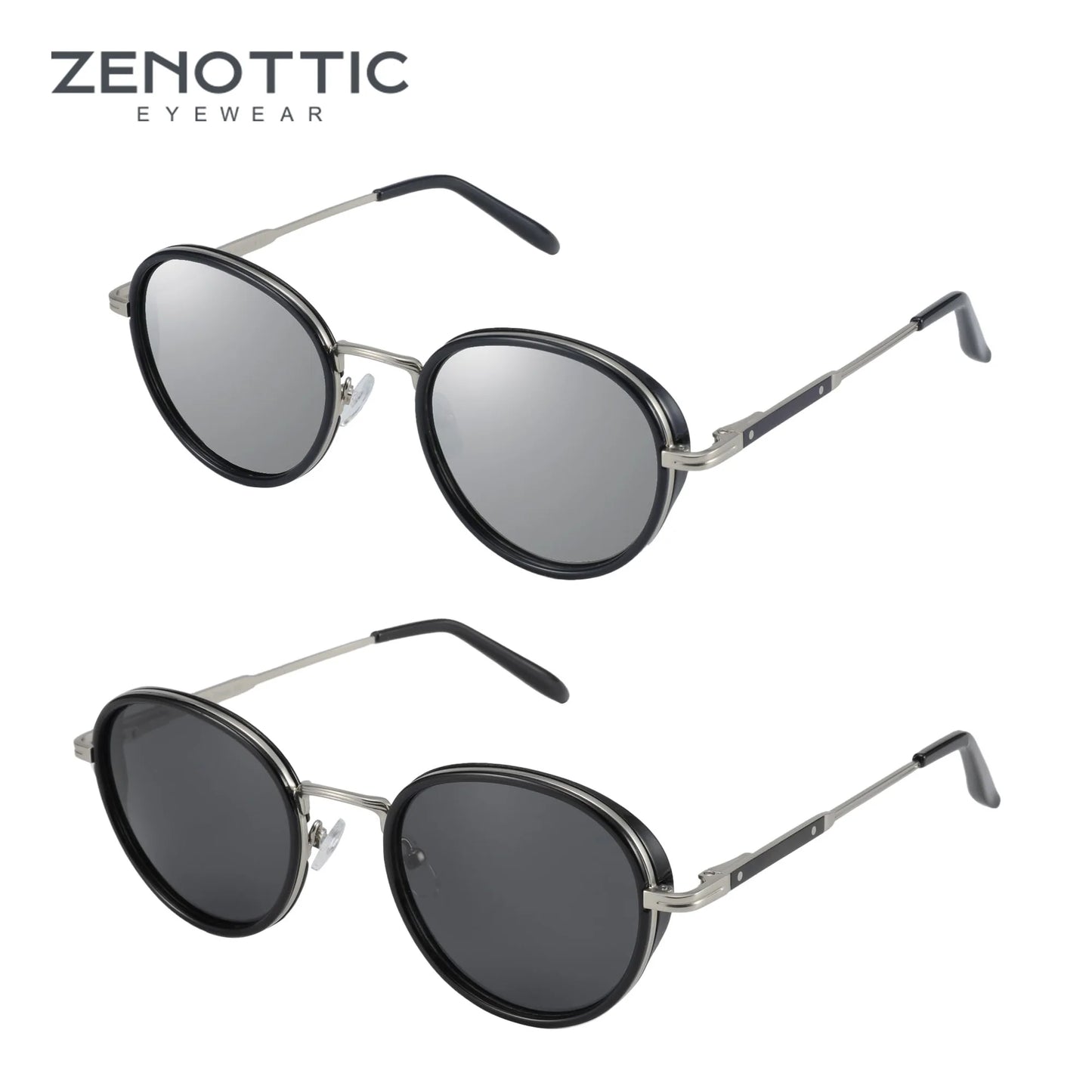 ZENOTTIC 2024/2025 Steampunk Sunglasses Round/Square Polarized Sun Glasses for Women Men Vintage UV400 Shades 430002