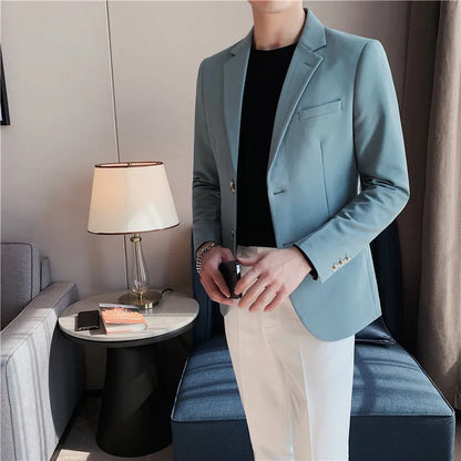 2025 High Quality Solid Single Button Casual Blazer Men's Korean Simple Business Elegant Fashion Party Slim Fit Suit Jacket 4XL