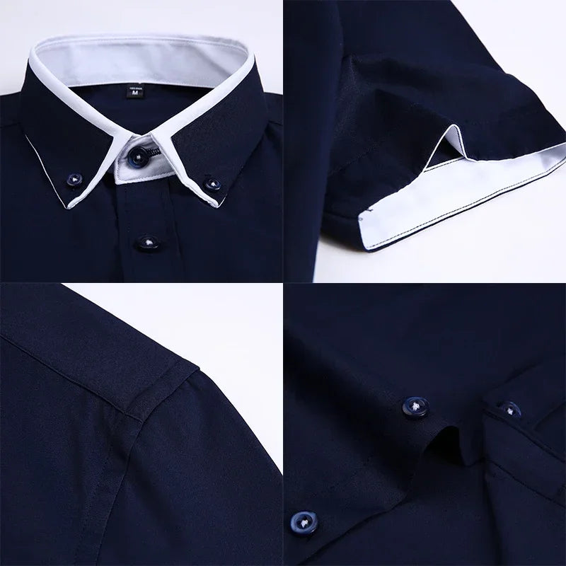 TFETTER Summer Business Shirt Men Short Sleeves Button Up Shirt Turn-down Collar Casual Shirts Mens Clothing Plus Size 5XL