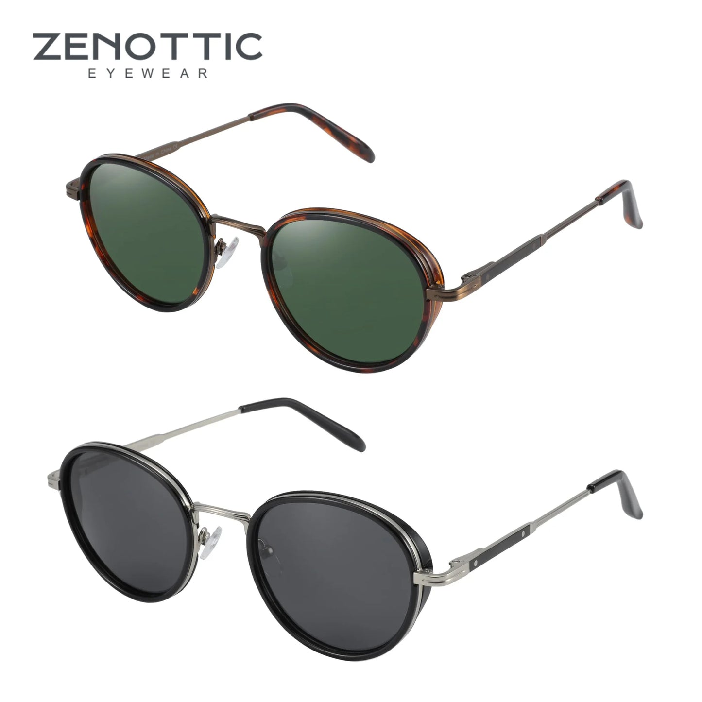 ZENOTTIC 2024/2025 Steampunk Sunglasses Round/Square Polarized Sun Glasses for Women Men Vintage UV400 Shades 430002