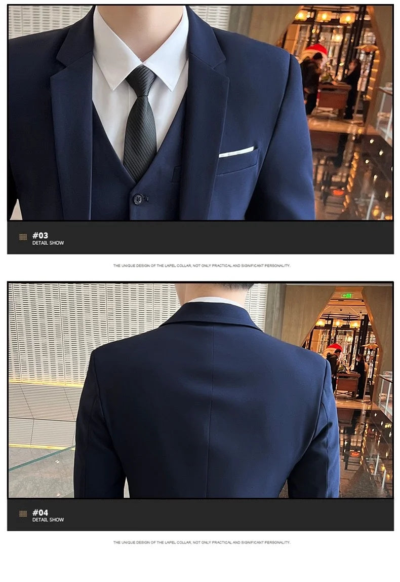 Luxury Business Suits for Men 3 Piece 2025 Groom Tuxedo Wedding Suits Best Man Groomsmen Formal Party Suit Male Trajes De Hombre