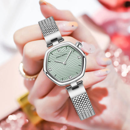 Hannah Martin Top Brand Women Stainless Steel Mesh With White Rose Gold Clock Original Japanese Quartz Movement Luxury Watches