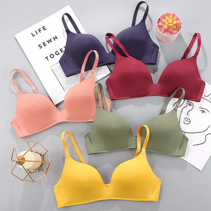 Women Seamless Bra Sexy No Wire Push Up Underwear Girls Students Breathable Thin 10 Colors Bras Female's Bra Breathable Gathered