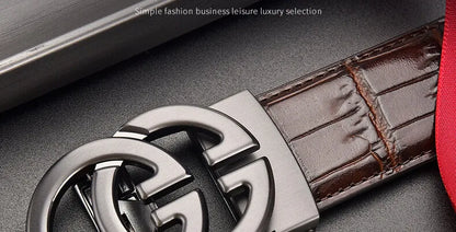 Men belt Genuine Leather Belt Metal Alloy Automatic Buckle Brand Luxury Design Waist Belts for Men Strap Male