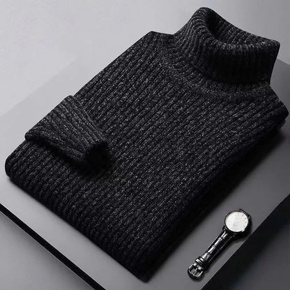 Trend Fashion Autumn Winter Sweaters Men Solid Turtleneck Mink Cashmere Thicken Smart Casual Long Sleeve Pullovers Knitted Tops