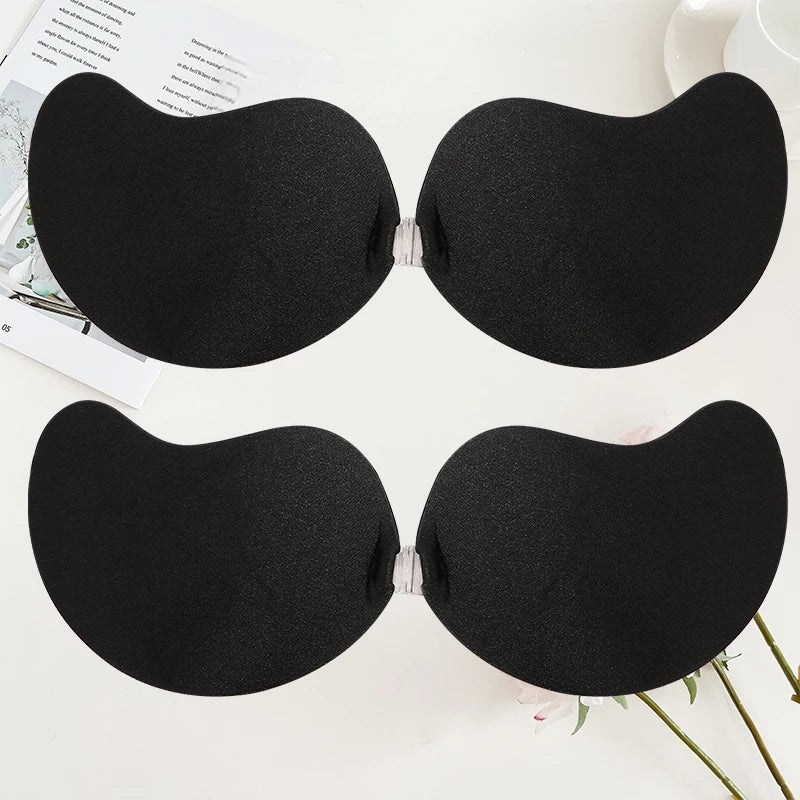 2 Pairs Mango-shaped Silicone Nipple Cover Clasp Strapless Breast Petal Chest Stickers Nude Bra Self Adhesive Bra Nude Invisible