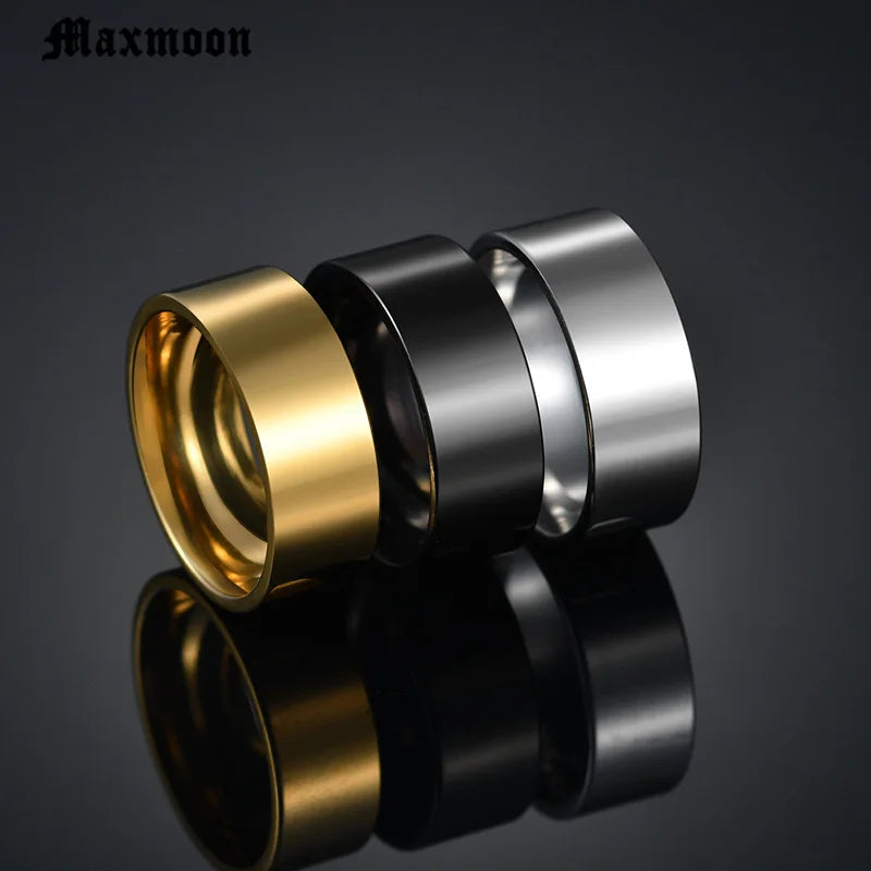 Maxmoon 2019 New black Titanium Steel finger ring for men Silver Color plated rings Women accessories Ring Jewelry Couple